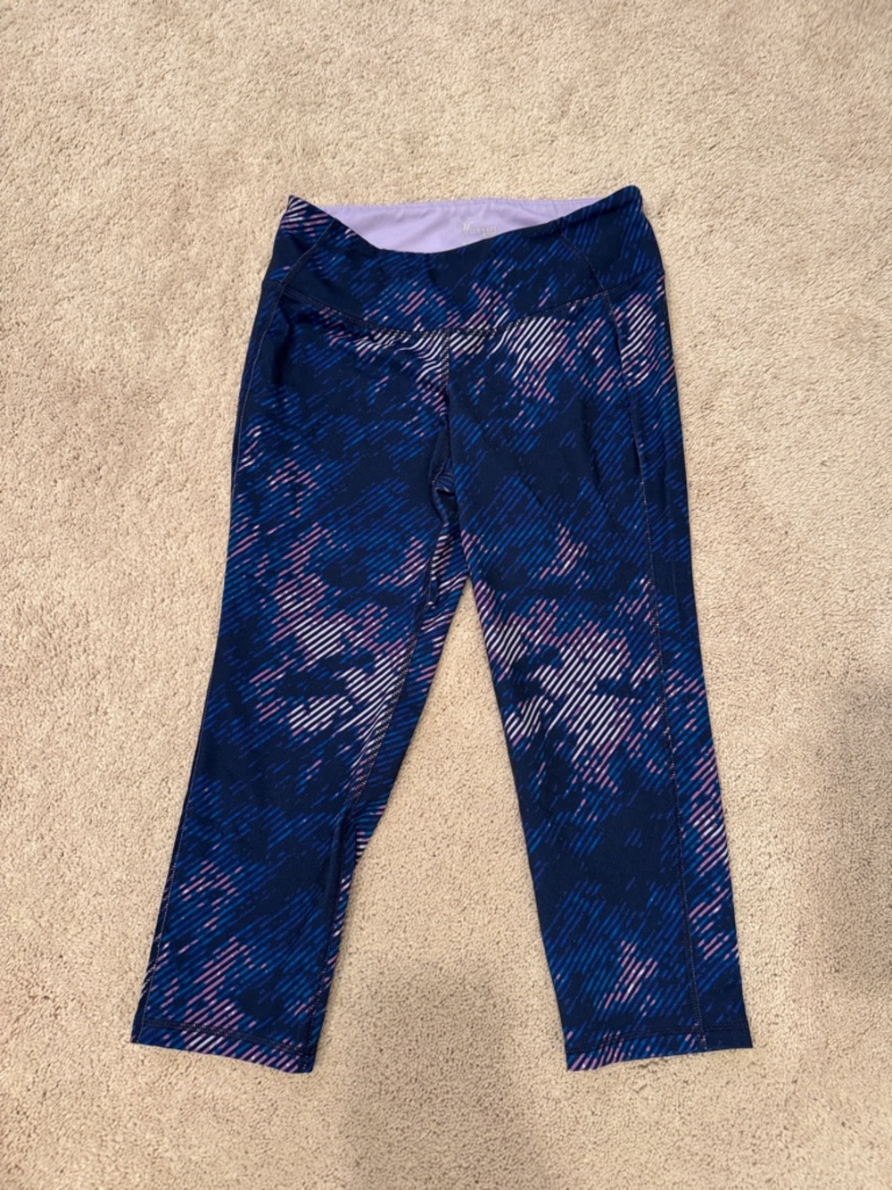 Old Navy Blue and Purple Patterned Capri Leggings